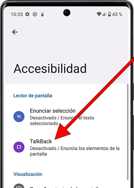 Ajustes Talkback Android