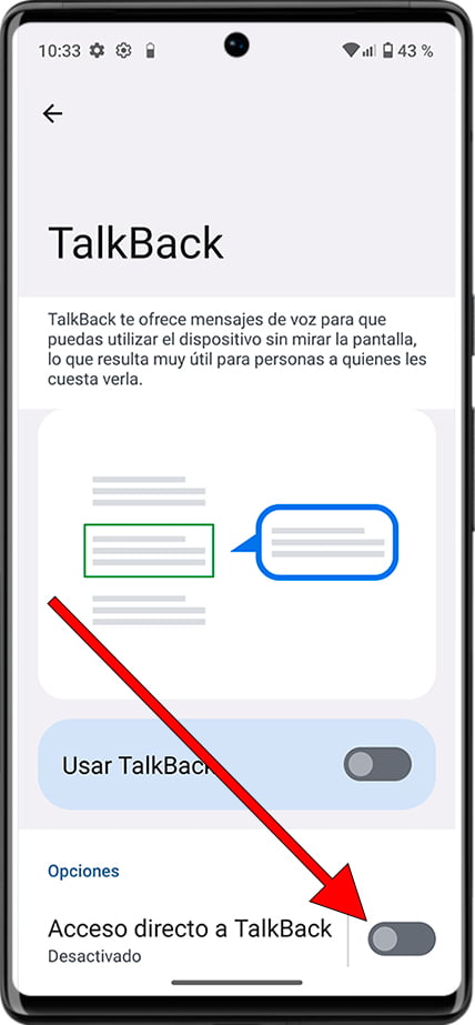 Acceso directo Talkback