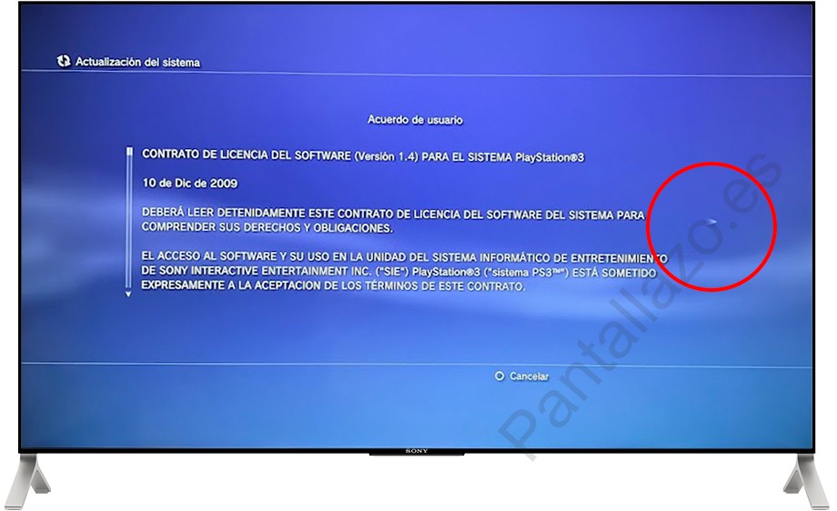 Acuerdo de usuario actualización PS3