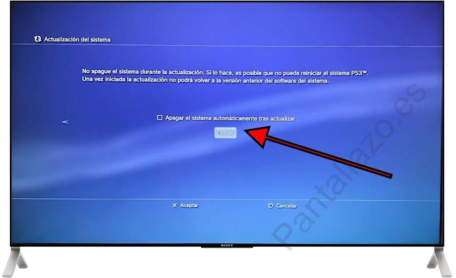Iniciar actualización PS3