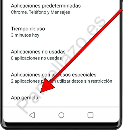 Ajustes app gemela Android