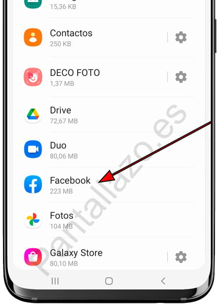 Listado aplicaciones teléfono Samsung