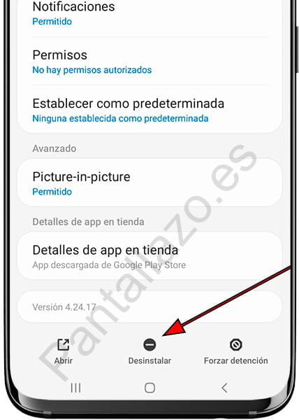Desinstalar aplicación Samsung