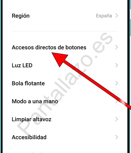 Accesos directos de botones