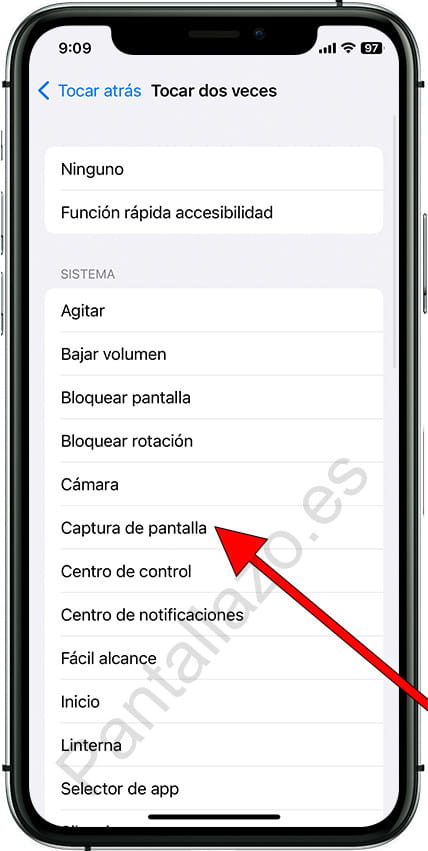 Captura de pantalla sin botones iPhone