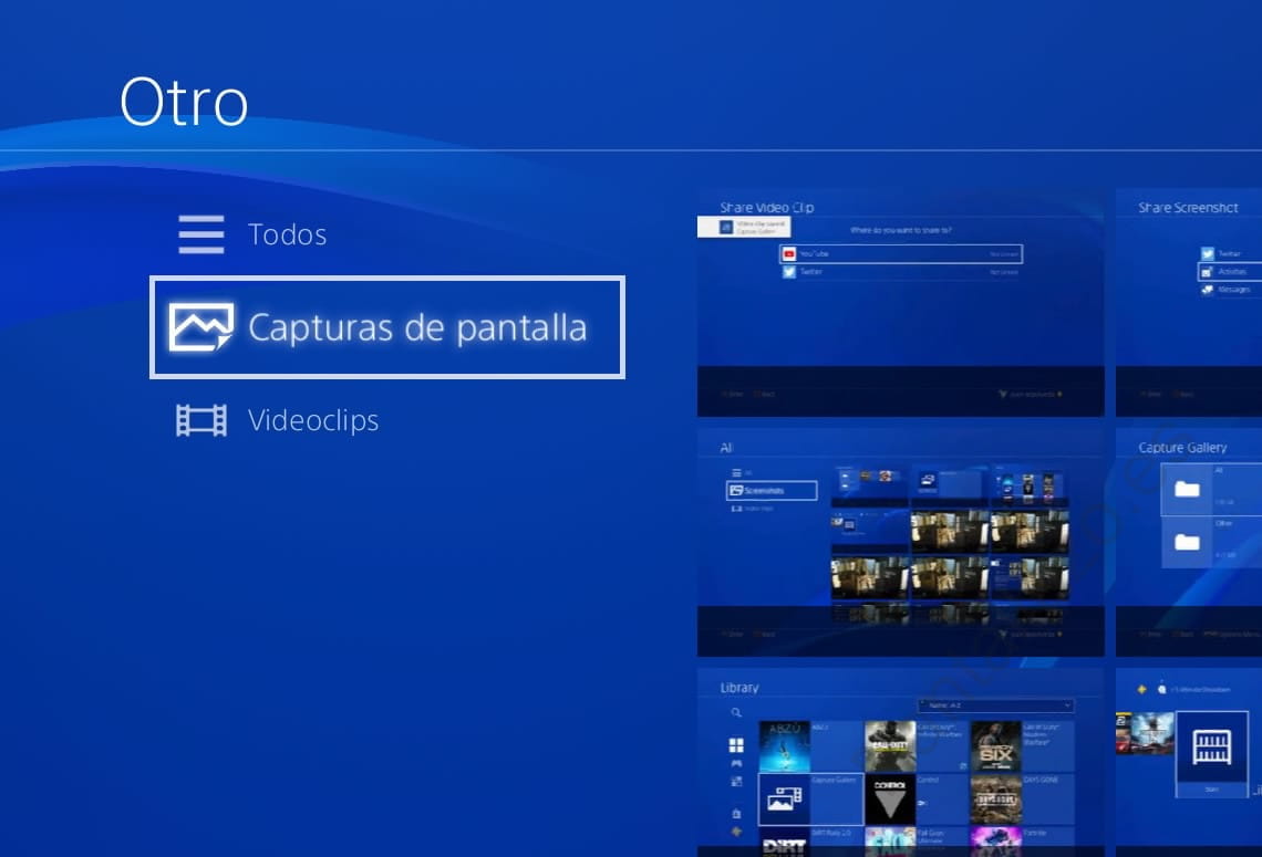 Capturas de pantalla galería PS4