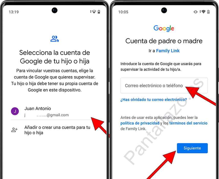 Cuenta de Google en el control parental de Android