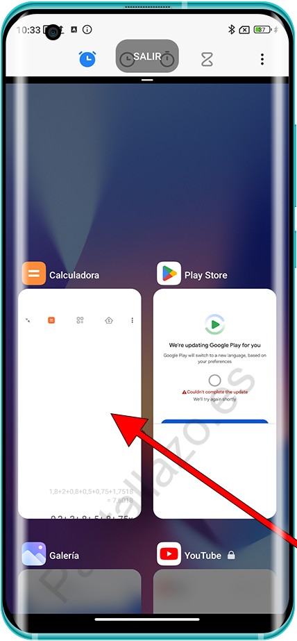 Toca otra aplicación para usar la pantalla dividida en Xiaom