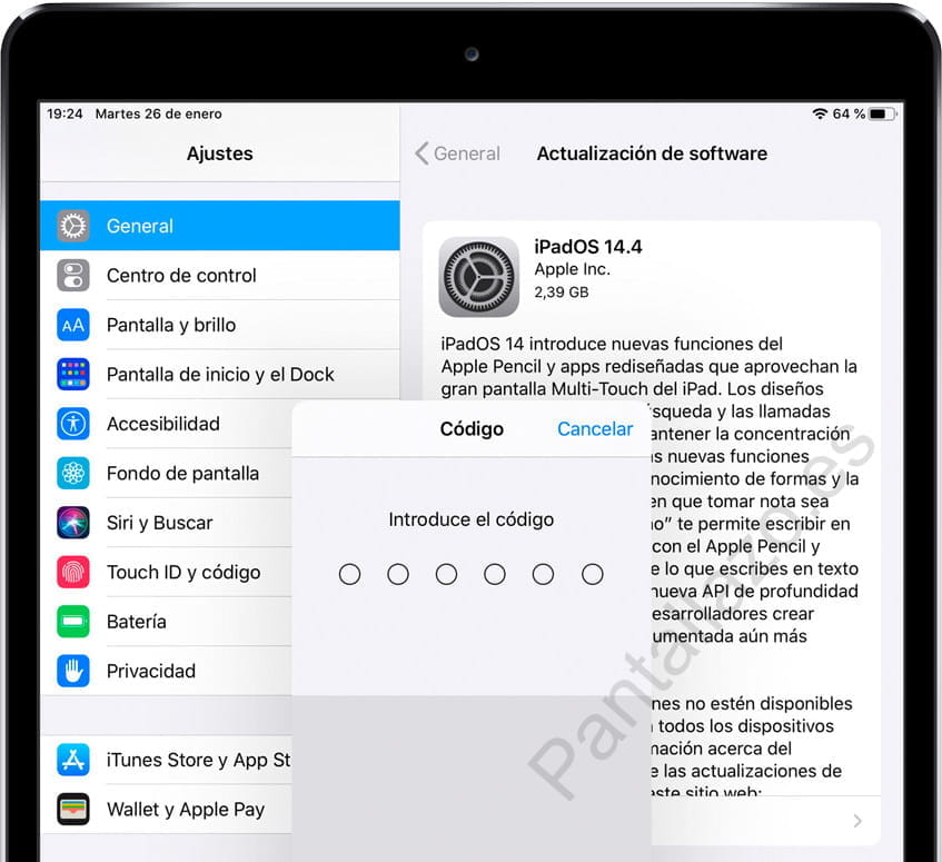 Código de desbloqueo del iPad