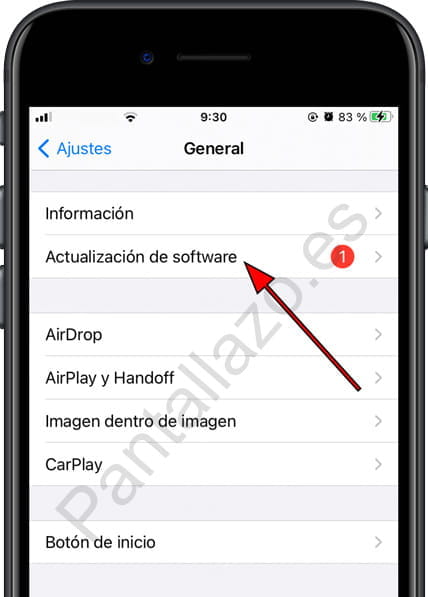 Actualización de software iPhone