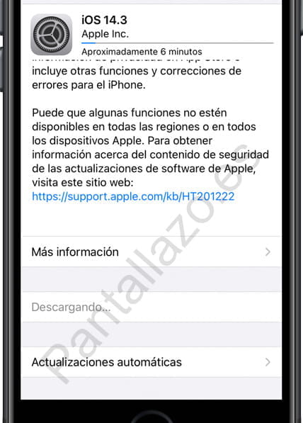 Descargando actualización iPhone