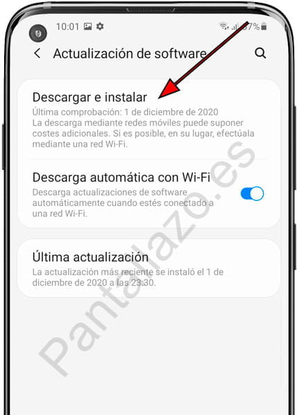 Descargar e instalar actualización de software Sam