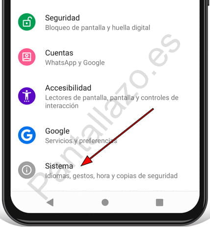 Ajustes sistema Android