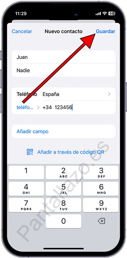Guardar contacto WhatsApp iPhone