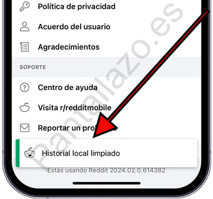 Historial local de Reddit limpiado