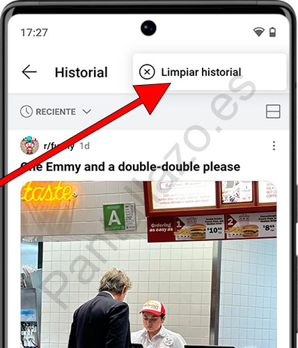 Limpiar historial de Reddit