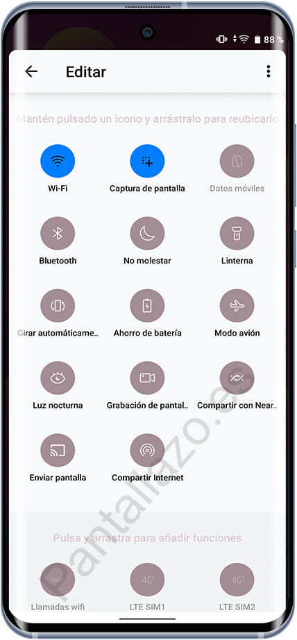 Editor panel accesos directos Android