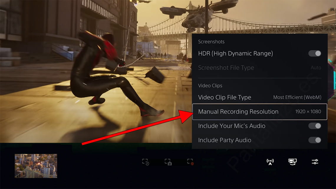 Resolución de vídeo grabación de pantalla PlayStation 5
