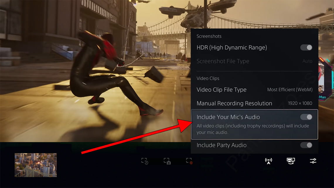 Incluir sonido del micrófono en grabación de pantalla PS5