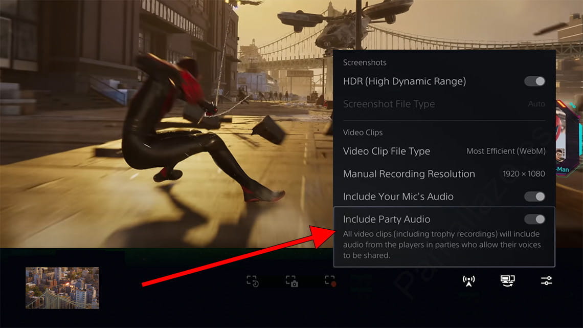 Incluir sonido de jugadores en grabación de pantalla PS5