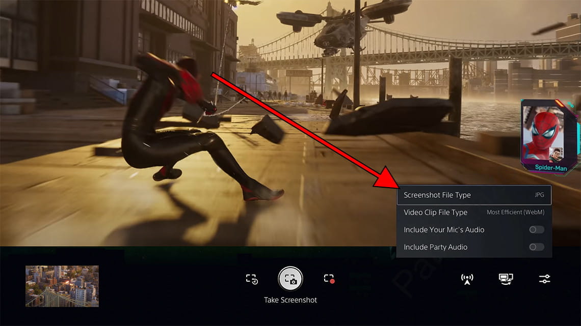 Tipo de archivo para captura de pantalla en PS5
