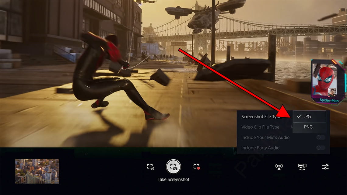 JPG o PNG para captura de pantalla en PlayStation 5
