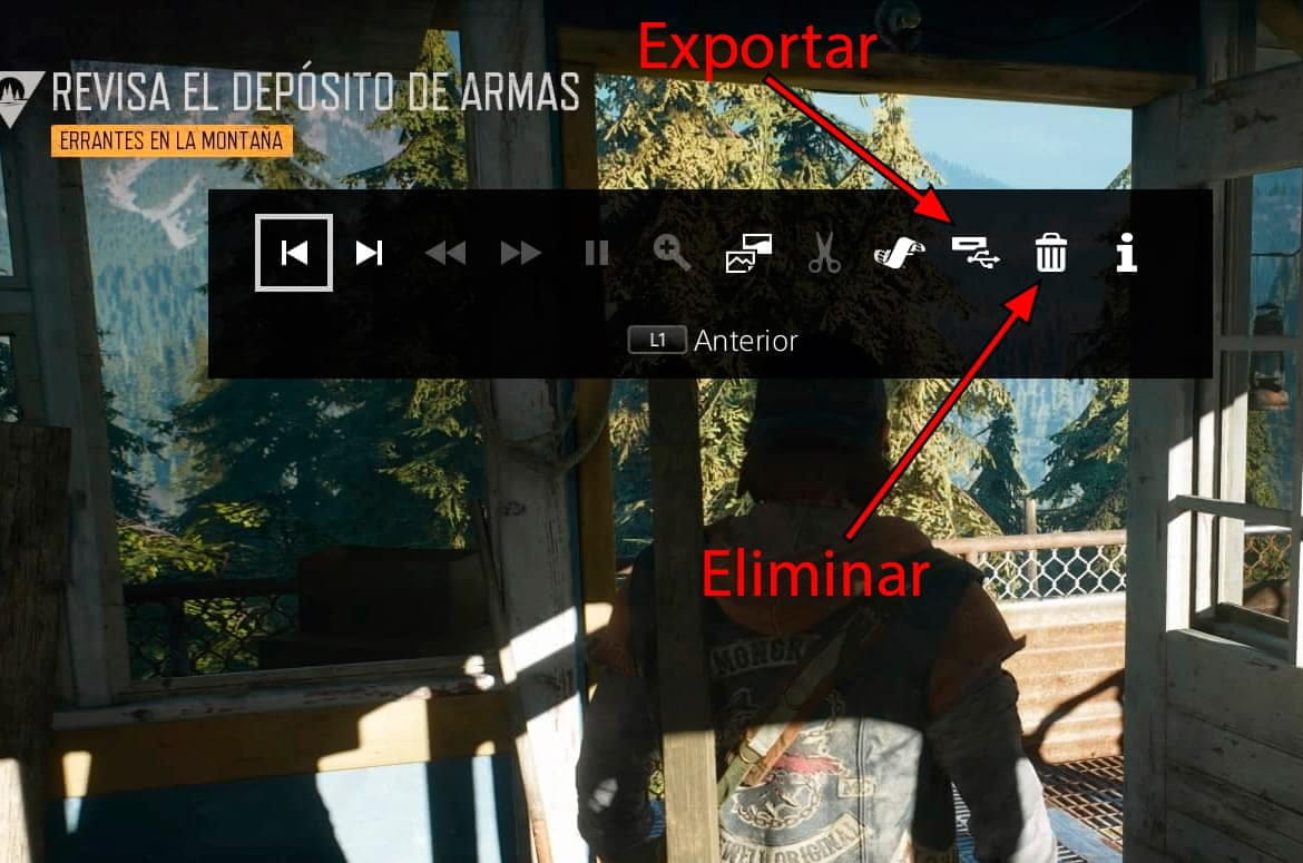 Exportar o eliminar captura de pantalla PS4