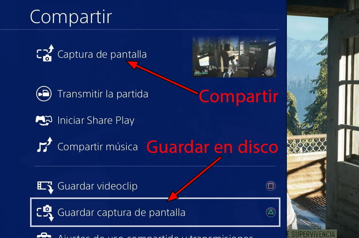 Opciones compartir en PS4