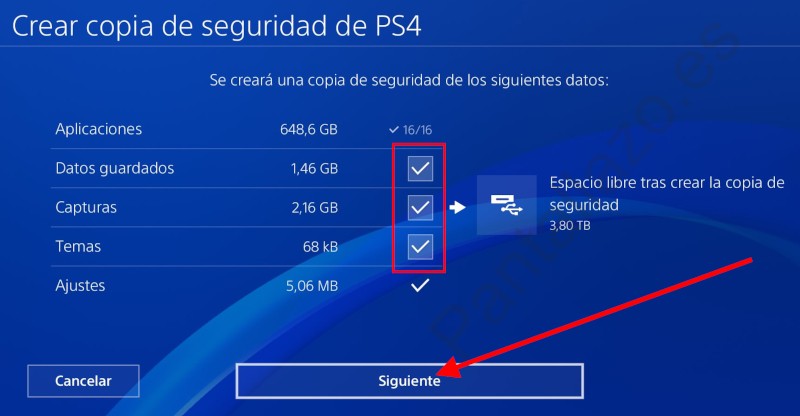 Datos copia de seguridad