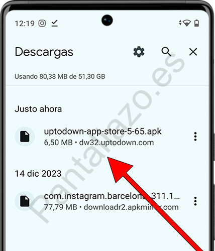 Archivos descargados Chrome