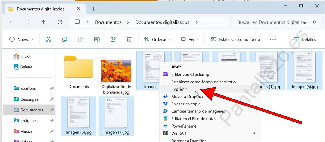 Imprimir desde menú contextual Windows