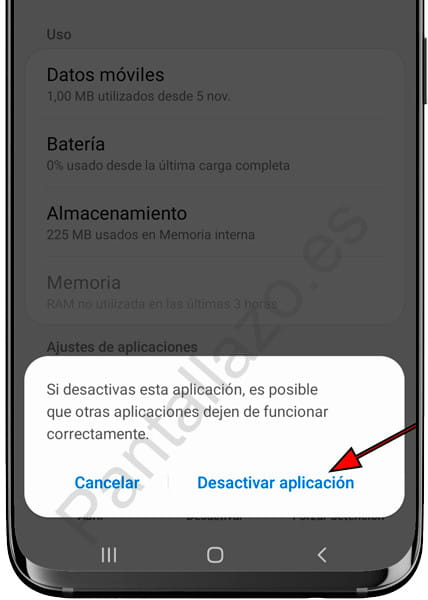 Desactivar aplicaciones en Samsung Paso 5