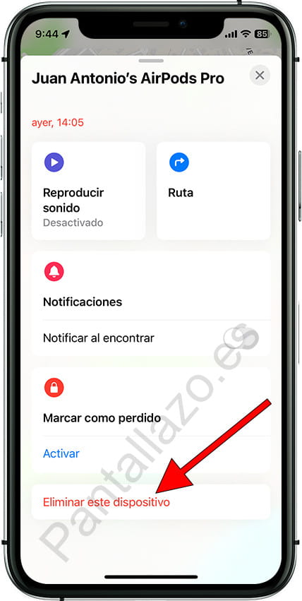 Eliminar este dispositivo AirPods