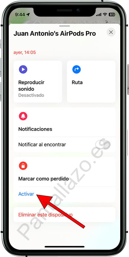 Marcar AirPods como perdidos