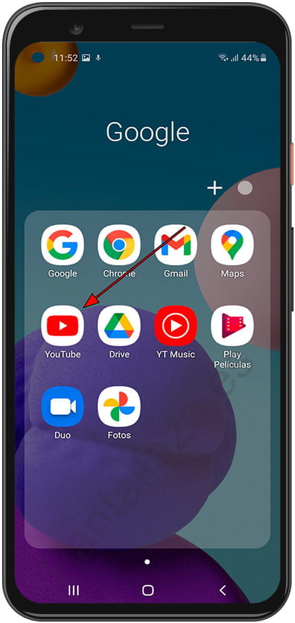 YouTube teléfono Samsung