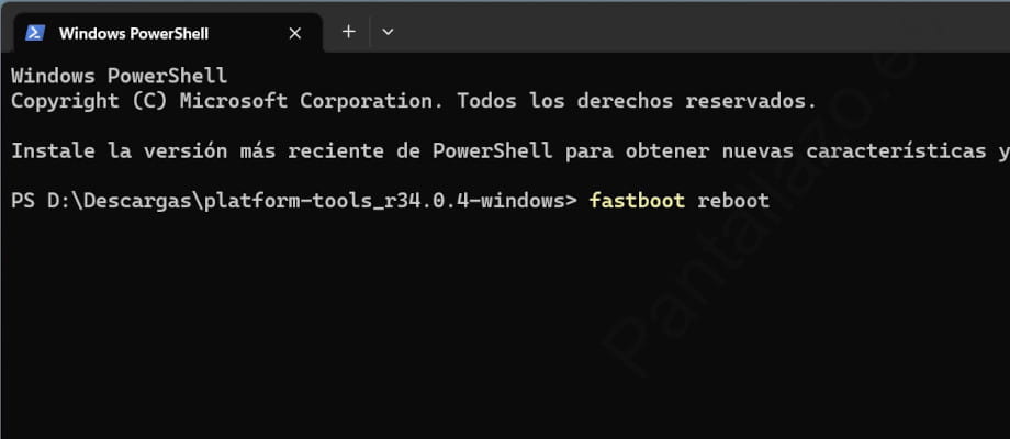 Fastboot reboot en terminal