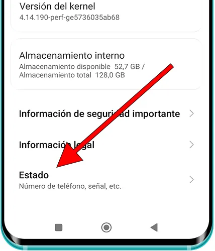 Estado teléfono Xiaomi
