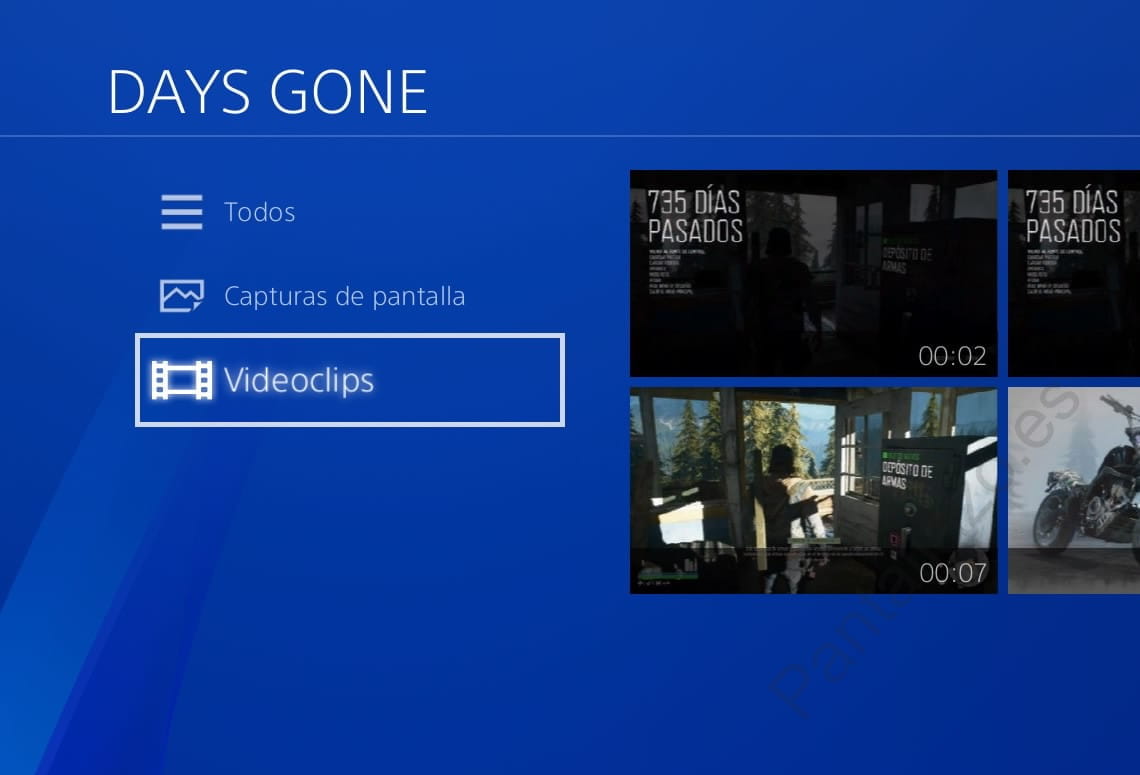 Videoclips galería PS4