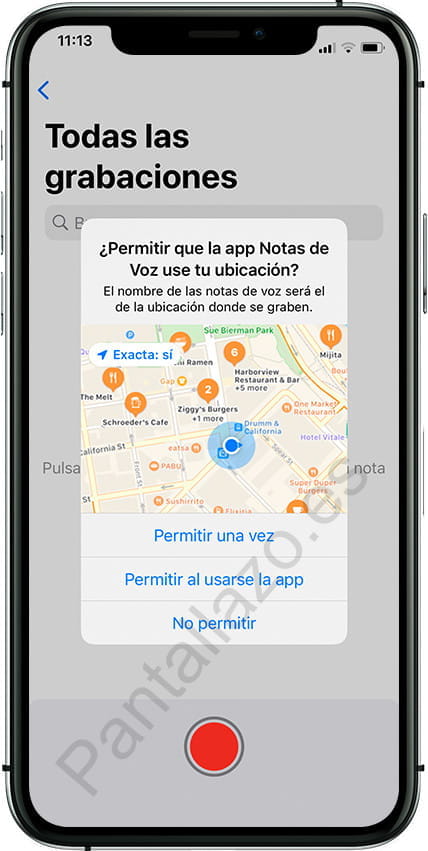 Permisos ubicación aplicación notas de voz iPhone