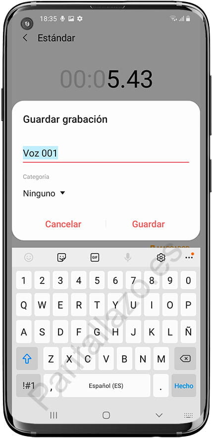Guardar grabación de voz en Samsung