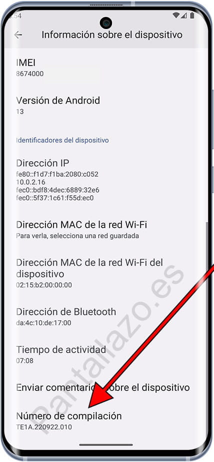 Número de compilación Android