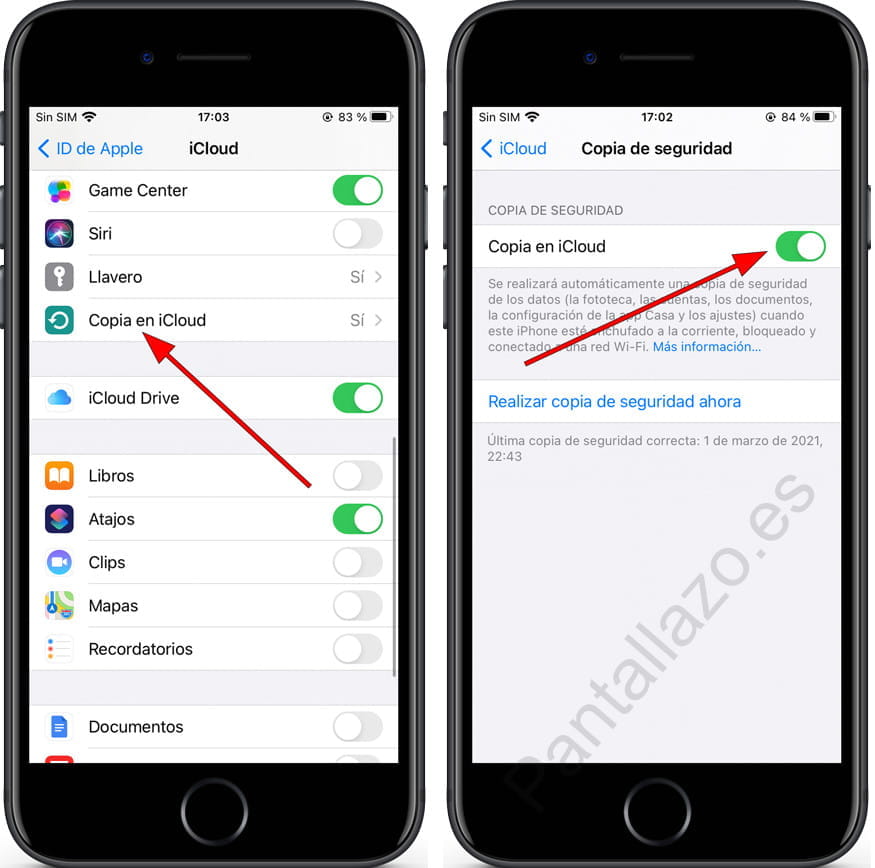 Copia en iCloud iPhone