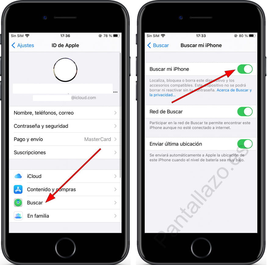 Desactivar Buscar mi iPhone