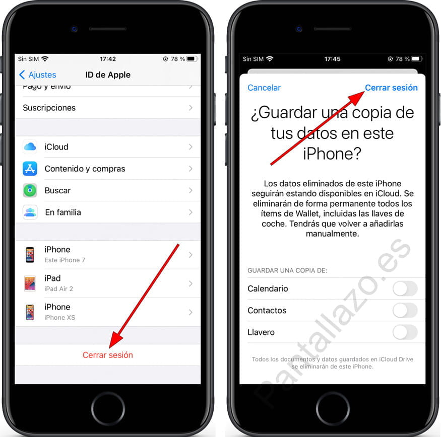 Cerrar la sesión de iCloud iPhone