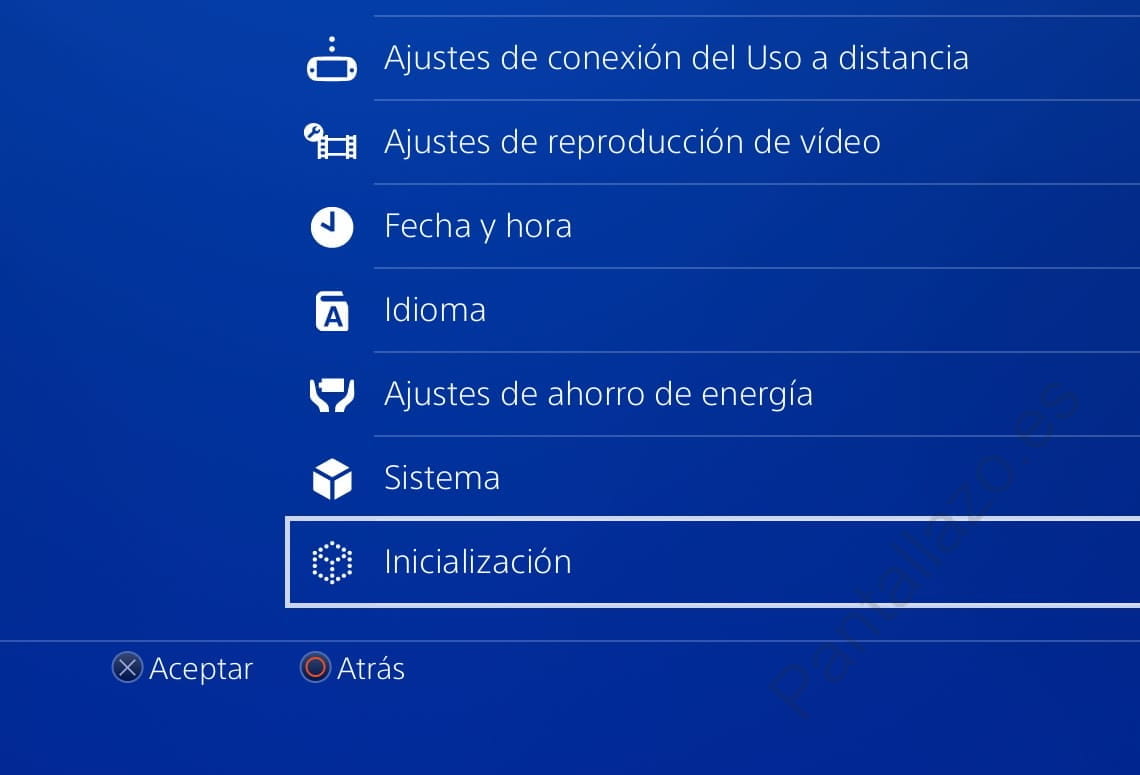 Inicialización  PlayStation 4