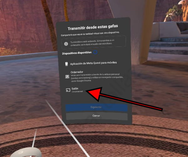 Retransmitir a televisor Meta Quest