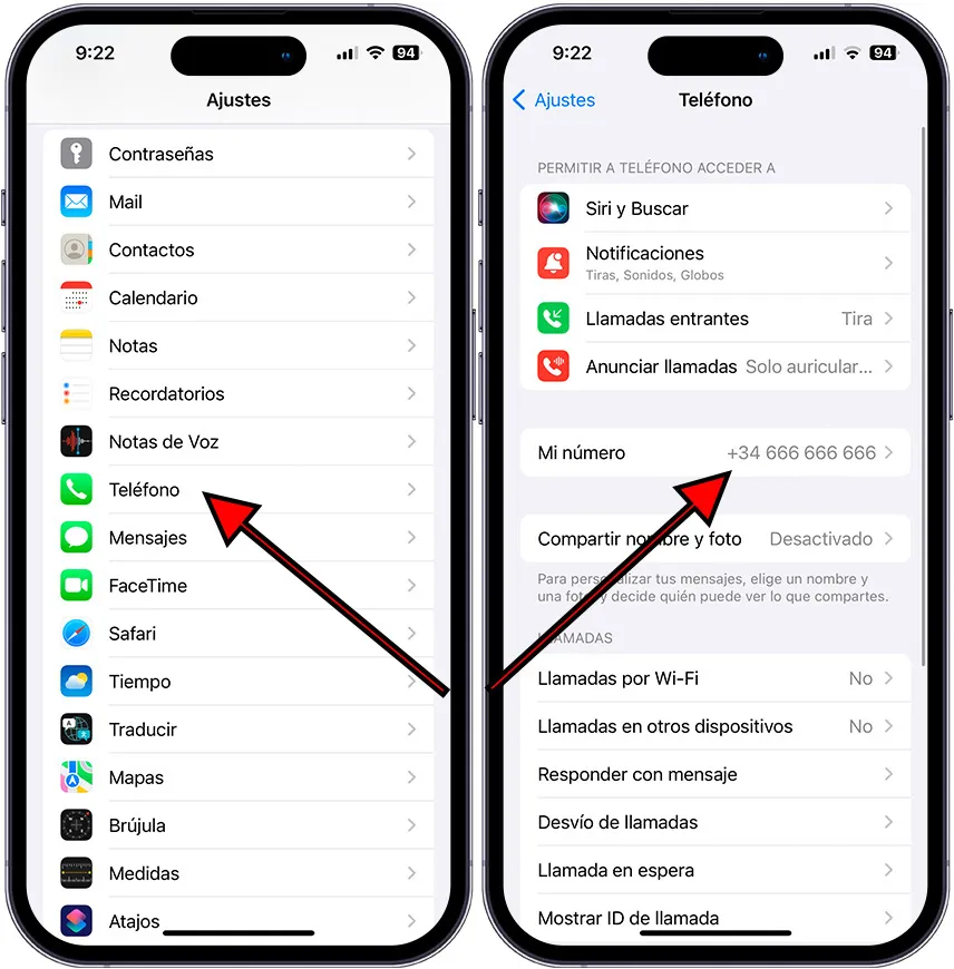 Cómo ver mi número de teléfono en iPhone