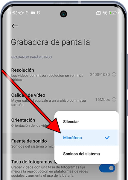 Micrófono grabador de pantalla Xiaomi