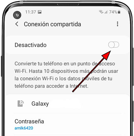Anclaje a red y zona Wi-Fi Android