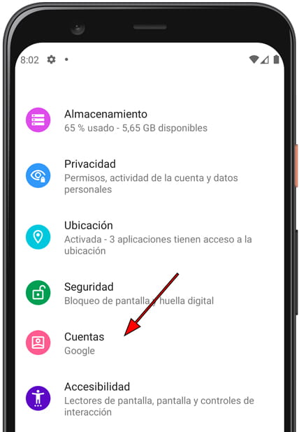 Ajustes cuentas Android